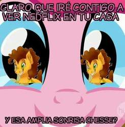 Size: 513x521 | Tagged: safe, edit, cheese sandwich, pinkie pie, pony, g4, female, male, meme, ship:cheesepie, shipping, spanish, straight, translated in the comments
