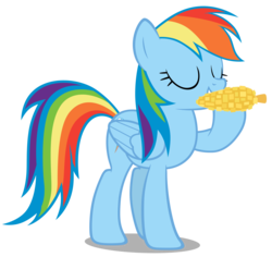 Size: 4500x4250 | Tagged: safe, artist:mrlolcats17, rainbow dash, pegasus, pony, g4, absurd resolution, chewing, corn, eating, eyes closed, female, food, herbivore, hoof hold, hooves, mare, simple background, solo, transparent background, vector, wings