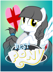 Size: 825x1125 | Tagged: safe, artist:flash equestria photography, oc, oc only, oc:caring hearts, pegasus, pony, badge, best pony, cutie mark, female, lowres, mother, pigtails, smiling, solo, twintails, wings