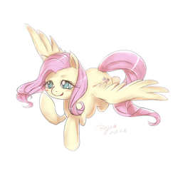 Size: 1000x1000 | Tagged: safe, artist:roya, fluttershy, pegasus, pony, g4, female, mare, simple background, solo, white background