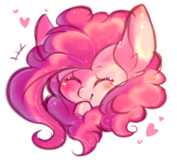 Size: 493x453 | Tagged: safe, artist:dddreamdraw, pinkie pie, earth pony, pony, g4, blushing, bust, cute, diapinkes, ear fluff, eyes closed, female, head only, heart, mare, simple background, smiling, solo, white background