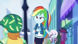 Size: 1080x607 | Tagged: safe, screencap, fleur-de-lis, gallop j. fry, rainbow dash, equestria girls, g4, my little pony equestria girls: better together, run to break free, beautiful, cute, dashabetes, female, geode of super speed, magical geodes, singing, slow motion, solo