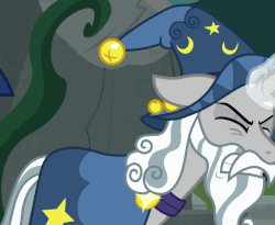 Size: 1068x875 | Tagged: safe, screencap, star swirl the bearded, pony, g4, shadow play, animated, frown, hat, magic, male, solo, wizard hat, wizard robe