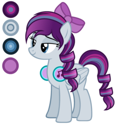 Size: 1800x1904 | Tagged: safe, artist:diamond-chiva, artist:pegasski, oc, oc only, oc:azury harmony, pegasus, pony, g4, base used, bow, female, hair bow, headphones, mare, offspring, parent:coloratura, parents:canon x oc, simple background, solo, transparent background