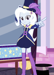 Size: 400x559 | Tagged: safe, edit, edited screencap, screencap, trixie, equestria girls, g4, my little pony equestria girls: better together, street magic with trixie, pointing