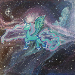 Size: 1800x1806 | Tagged: safe, artist:frozen.elric, princess luna, pony, g4, painting, space