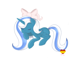 Size: 1024x1024 | Tagged: safe, artist:ariathelovely, oc, oc only, oc:fleurbelle, alicorn, pony, alicorn oc, bow, hair bow, simple background, sleeping, solo, transparent background, ych result