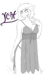 Size: 857x1200 | Tagged: safe, artist:drarkusss0, oc, oc only, anthro, breasts, cleavage, clothes, female, nightgown, sexy, solo, ych example, your character here