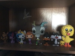 Size: 2592x1936 | Tagged: safe, discord, princess celestia, twilight sparkle, g4, big bird, daffy duck, daphne blake, funko, funko pop!, photo, scooby-doo!, sylvester, toy, tweety bird