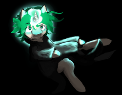 Size: 1387x1079 | Tagged: safe, artist:iokii, pony, unicorn, black background, crossover, ponified, simple background, solo, tatsumaki (one punch man)