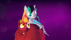 Size: 3840x2160 | Tagged: safe, artist:phoenixtm, oc, oc:archie cloud, oc:delta firedash, alicorn, dracony, hybrid, pony, robot, robot pony, 3d, :p, alicorn oc, cute, fluffy, happy, high res, source filmmaker, spread legs, spread wings, tongue out, weapons-grade cute, wings, wings down
