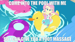 Size: 640x359 | Tagged: safe, edit, edited screencap, screencap, fluttershy, equestria girls, equestria girls series, g4, i'm on a yacht, spoiler:eqg series (season 2), animated, barefoot, bedroom eyes, blinking, feet, female, fetish, flutterfeet, foot fetish, foot focus, geode of fauna, gif, magical geodes, sexy, soles, solo, swimming pool, toes, wiggling toes, wingding eyes