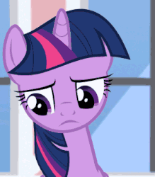 Size: 288x329 | Tagged: safe, screencap, twilight sparkle, alicorn, pony, amending fences, g4, season 5, animated, cropped, female, frown, looking at you, looking down, mare, solo, twilight sparkle (alicorn)