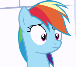 Size: 526x463 | Tagged: safe, screencap, rainbow dash, pegasus, pony, g4, season 9, sparkle's seven, animated, cropped, crossed hooves, cute, dashabetes, duckface, eyes closed, female, gif, mare, no, pouting, solo