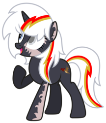Size: 6368x7365 | Tagged: safe, artist:estories, oc, oc only, oc:velvet remedy, pony, unicorn, fallout equestria, g4, absurd resolution, blind eye, female, mare, raised hoof, scar, simple background, solo, transparent background, vector