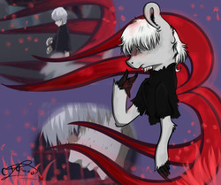 Size: 2020x1689 | Tagged: source needed, safe, artist:yuris, anthro, anime, crossover, kaneki ken, ponified, solo, tokyo ghoul