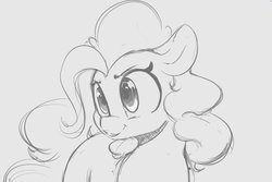 Size: 1227x822 | Tagged: safe, artist:tre, pinkie pie, earth pony, pony, cute, diapinkes, female, grayscale, mare, monochrome, simple background, solo