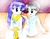 Size: 2968x2322 | Tagged: safe, artist:liaaqila, rarity, raven, equestria girls, g4, alternate hairstyle, bathrobe, clothes, commission, commissioner:pony4koma, cute, duo, equestria girls-ified, female, high res, robe, spa, spa robe, steam, steam room, traditional art