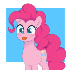 Size: 1200x1185 | Tagged: safe, artist:ch-chau, pinkie pie, earth pony, pony, g4, :3, :p, abstract background, blushing, cute, diapinkes, female, mare, silly, silly pony, smiling, solo, tongue out