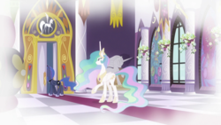 Size: 1920x1080 | Tagged: safe, screencap, princess celestia, princess luna, pony, g4, sparkle's seven, butt, eyes on the prize, plot