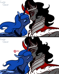 Size: 1099x1368 | Tagged: safe, artist:luna dave, king sombra, princess luna, pony, g4, female, jewelry, kissing, male, mare, red eyes, regalia, ship:lumbra, shipping, simple background, sketch, stallion, straight, white background