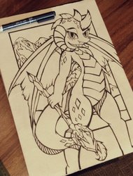 Size: 1560x2048 | Tagged: safe, artist:canvymamamoo, princess ember, dragon, g4, bloodstone scepter, female, solo, traditional art