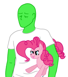 Size: 4935x5551 | Tagged: safe, artist:legendoflink, pinkie pie, oc, oc:anon, pony, g4, carrying, clothes, cute, diapinkes, holding a pony, simple background, tired, tongue out, transparent background