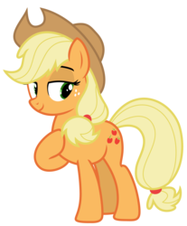 Size: 5569x6738 | Tagged: safe, artist:estories, applejack, earth pony, pony, g4, absurd resolution, female, hoof on chest, simple background, smiling, solo, transparent background, vector