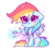 Size: 1024x965 | Tagged: safe, artist:fleetyarrowdraw, rainbow dash, pegasus, pony, g4, alternate hairstyle, backwards cutie mark, chibi, cute, dashabetes, eye clipping through hair, female, heart, signature, simple background, sitting, solo, spread wings, transparent background, wings