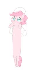 Size: 514x1024 | Tagged: safe, artist:yukutamil, pinkie pie, human, pony, g4, carrying, cute, diapinkes, duo, holding a pony, long, longcat, meme, ponified animal photo, ponk, simple background, white background