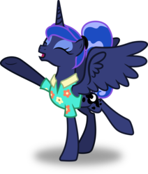 Size: 9411x11120 | Tagged: safe, artist:kojibiose, princess luna, alicorn, pony, between dark and dawn, g4, absurd resolution, clothes, eyes closed, female, inkscape, mare, open mouth, raised hoof, simple background, transparent background, vector, wings