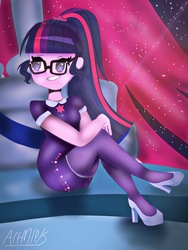 Size: 1536x2048 | Tagged: safe, artist:artmlpk, sci-twi, twilight sparkle, equestria girls, equestria girls series, twilight under the stars, spoiler:eqg series (season 2), clothes, cute, female, high heels, legs, pantyhose, sci-twi outfits, shoes, solo, twiabetes