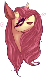 Size: 555x914 | Tagged: safe, artist:voidsucre, fluttershy, pony, g4, big ears, bust, female, mare, sidemouth, simple background, solo, transparent background