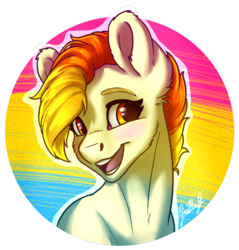 Size: 2248x2352 | Tagged: safe, artist:gaelledragons, oc, oc only, oc:little flame, earth pony, pony, female, happy, high res, mare, open mouth, pansexual, pride, pride month, solo