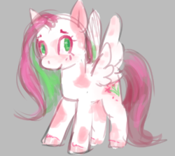 Size: 443x396 | Tagged: safe, artist:voidsucre, blossomforth, pegasus, pony, g4, female, gray background, mare, simple background, smiling, solo, spread wings, wings