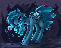 Size: 1280x1012 | Tagged: safe, artist:voidsucre, oc, oc only, oc:swamp spell, earth pony, pony, female, flower, mare, saddle bag, solo, tree