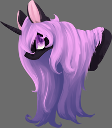 Size: 1280x1452 | Tagged: safe, artist:voidsucre, oc, oc only, unnamed oc, pony, unicorn, big ears, bust, female, gray background, looking at you, mare, simple background, solo