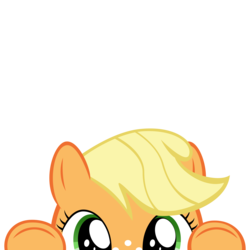 Size: 10000x10000 | Tagged: safe, artist:ace play, part of a set, applejack, earth pony, pony, g4, absurd resolution, cute, female, filly, filly applejack, freckles, jackabetes, mrkat7214's "i see you" pony, mrkat7214's "i see you" pony: filly edition, peekaboo, peeking, simple background, solo, soon, transparent background, younger