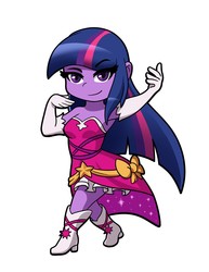 Size: 2550x3300 | Tagged: safe, artist:pamelagardea, twilight sparkle, equestria girls, g4, chibi, clothes, commission, dress, female, fighting game, fighting stance, high res, ling xiaoyu, solo, tekken