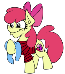 Size: 1000x1136 | Tagged: safe, artist:cowsrtasty, apple bloom, earth pony, pony, g4, going to seed, blanket, clothes, female, filly, foal, linus van pelt, peanuts, shirt, simple background, solo, transparent background