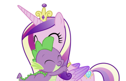 Size: 633x411 | Tagged: safe, edit, editor:undeadponysoldier, princess cadance, spike, alicorn, dragon, pony, g4, age difference, baby, baby dragon, crown, cuddling, cute, cutedance, duo, duo male and female, eyes closed, female, hug, jewelry, male, mare, regalia, ship:spikedance, simple background, spikabetes, straight, white background