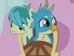 Size: 640x480 | Tagged: safe, edit, edited screencap, screencap, gallus, sandbar, earth pony, griffon, pony, g4, official, animated, blinking, cropped, cute, foal house, full house, gallabetes, gif, male, sandabetes, smiling, youtube link