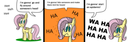 Size: 1500x500 | Tagged: safe, artist:rainbowbacon, fluttershy, mosquito, pony, g4, comic, dialogue, female, laughing, mosquitoes, solo, speech bubble