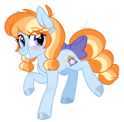 Size: 790x777 | Tagged: safe, artist:ghostlymarie, oc, oc only, oc:aurelia coe, earth pony, pony, blue coat, blue eyes, bow, champions of equestria, ear fluff, earth pony oc, eye clipping through hair, eyebrows, eyebrows visible through hair, female, hoof polish, mare, multicolored mane, multicolored tail, orange mane, purple eyes, simple background, smiling, solo, tail, tail bow, transparent background