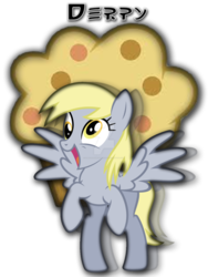 Size: 1600x2133 | Tagged: safe, artist:huskyleafstudios, derpy hooves, pegasus, pony, g4, cute, derp, derpabetes, deviantart watermark, female, food, happy, mare, muffin, obtrusive watermark, simple background, solo, transparent background, watermark, wings