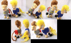 Size: 1024x616 | Tagged: safe, artist:lightningsilver-mana, earth pony, pony, g4, beavis, beavis and butthead, butthead, craft, crossover, customized toy, doll, duo, duo male, fandom, handmade, irl, male, mtv, murica, paint, painted, painting, photo, ponified, sewing, sewing needle, toy