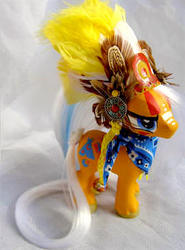 Size: 272x368 | Tagged: safe, artist:lightningsilver-mana, wigwam, earth pony, pony, g1, g4, big brother ponies, craft, crossover, customized toy, doll, figure, figurine, handmade, irl, leather, male, mountain boy ponies, native american, paint, painting, photo, sewing, toy