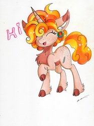 Size: 4919x6569 | Tagged: safe, artist:luxiwind, oc, oc only, oc:cinnamon whisk, pony, unicorn, absurd resolution, cloven hooves, female, mare, solo, traditional art