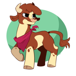 Size: 1280x1280 | Tagged: safe, artist:raph13th, arizona (tfh), cow, them's fightin' herds, bandana, cloven hooves, community related, female, quadrupedal, raised hoof, simple background, solo, transparent background