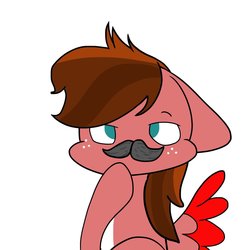 Size: 1200x1200 | Tagged: safe, artist:thefoxyartistyt, oc, oc only, oc:crimsonwing, pegasus, pony, cute, facial hair, green eyes, male, moustache